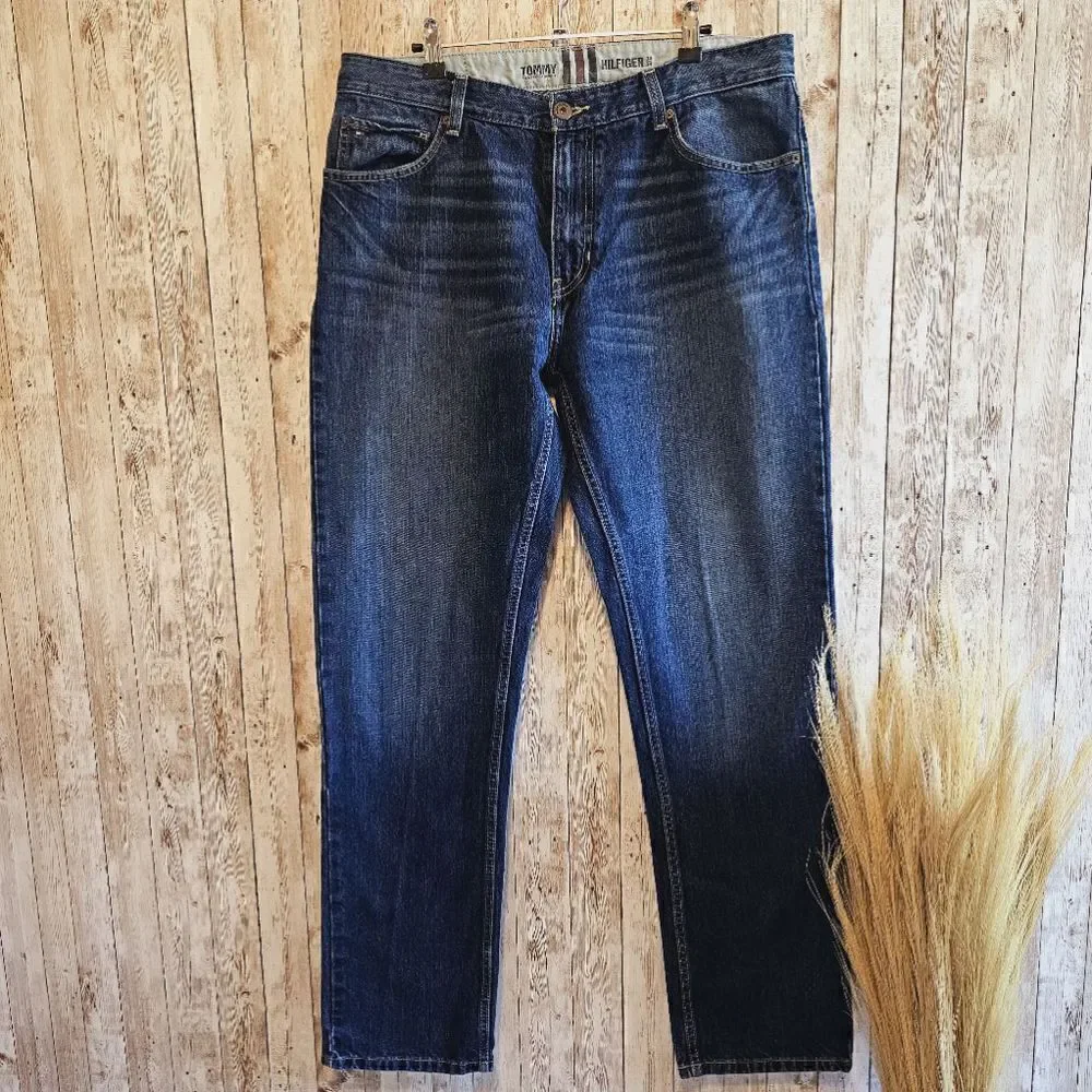 Tommy Hilfiger Stretch Dark Blue Straight Fit Jeans Size 34X34